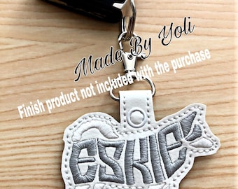 Embroidery Design Digitized Eskie Text Fill Keychain 4 x 4