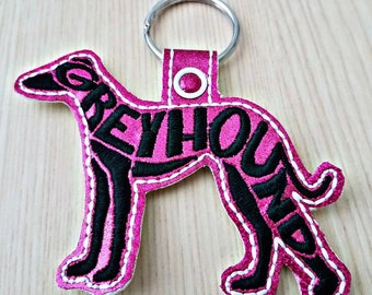 Embroidery Design Digitized GreyhoundText Fill Keychain 4 x 4