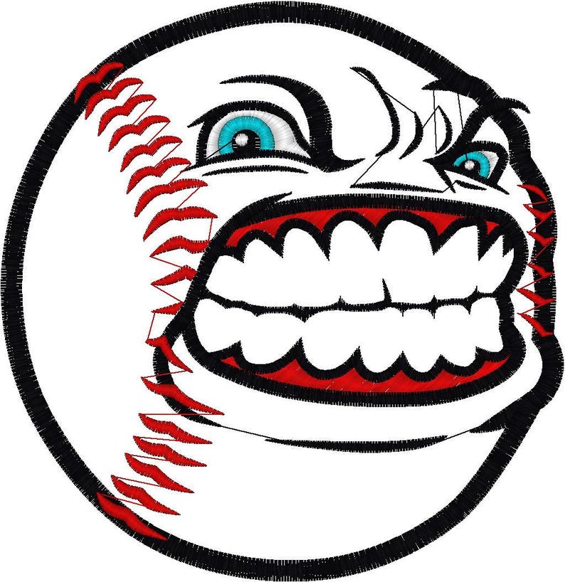 Embroidery Design Digitized Baseball Face Applique 5 X 7 Etsy