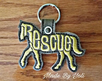 Embroidery Design Digitized Rescue Horse Key Chain 4 x 4
