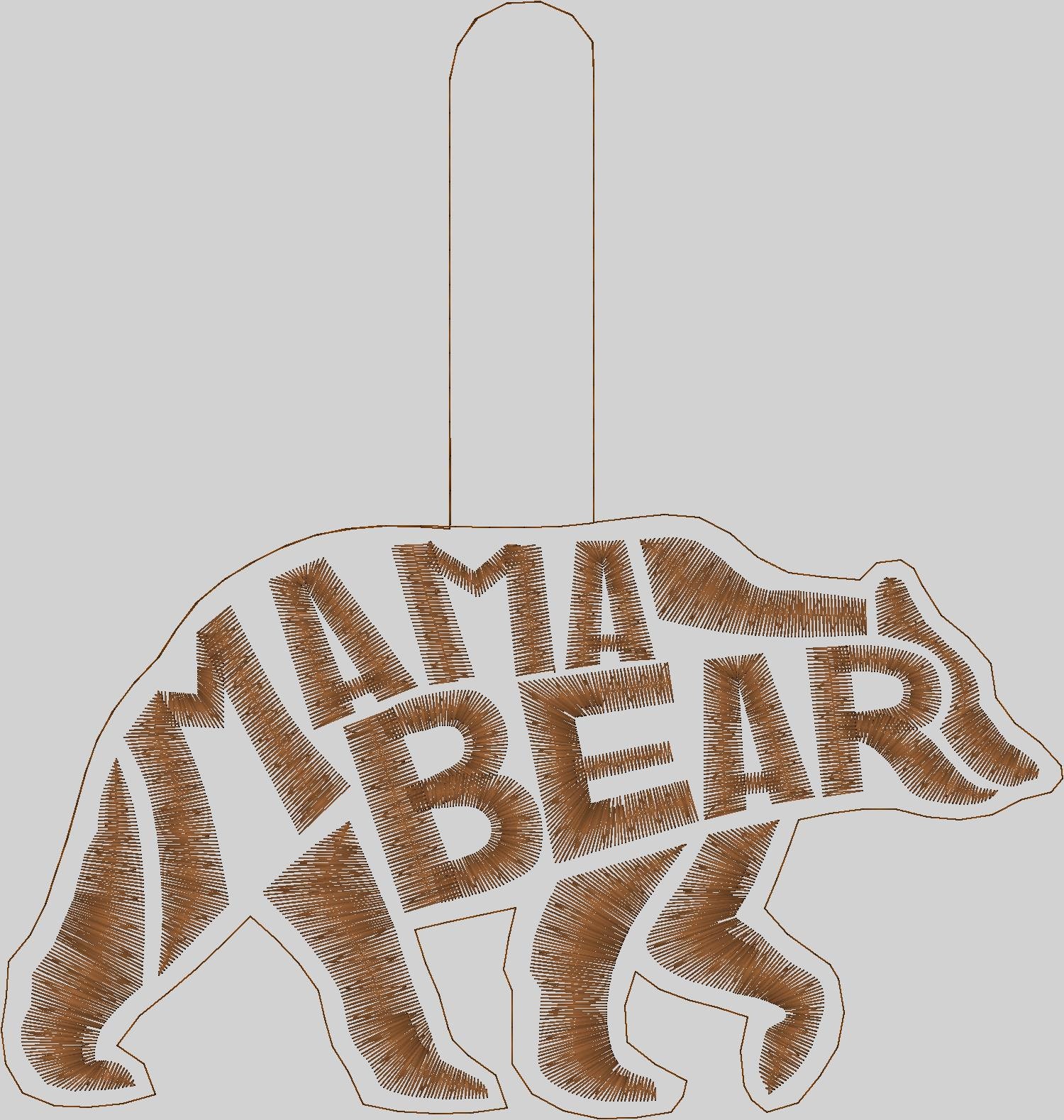 Embroidery Design Digitized Mama Bear Keychain 4 x 4