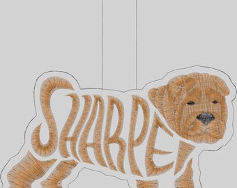 Sharpei Keychain 4 x 4 2024 Embroidery Design Digitized
