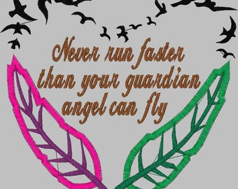 Embroidery Design Digitized Never Run Faster 5 x 7 Applique