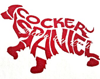 Embroidery Design Digitized Cocker Spaniel Text Fill 5 x 7