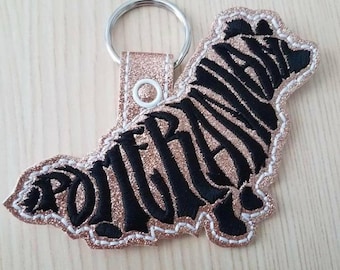 Embroidery Design Digitized Pomeranian Text Fill Keychain 4 x 4