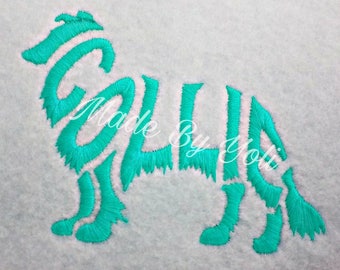 Embroidery Design Digitized Collie Text Fill 4 x 4