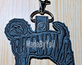 Embroidery Design Digitized Affenpinscher Text Fill Keychain 4 x 4