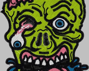 Zombie Face 4 x 4 Full Stitch  Embroidery Design Digitized