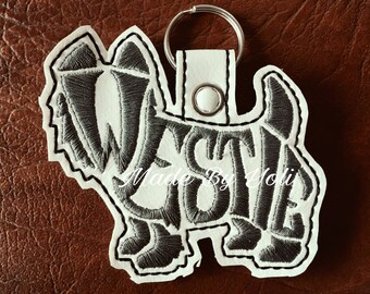 Embroidery Design Digitized Westie Text Fill Keychain 4 x 4
