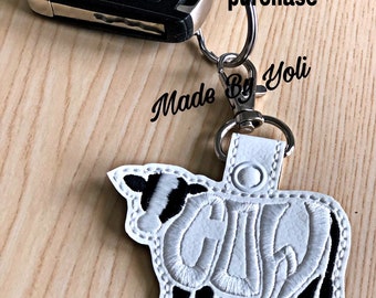 Embroidery Design Digitized Cow Keychain 4 x 4