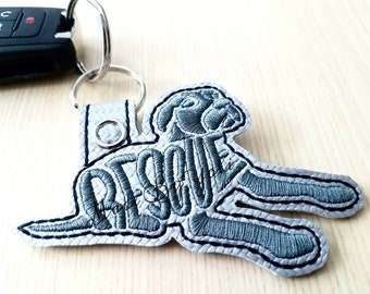 Embroidery Design Digitized Pit Bull Rescue Text Fill Keychain 4 x 4
