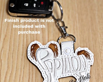 Embroidery Design Digitized Papillon Text Fill Keychain 4 x 4