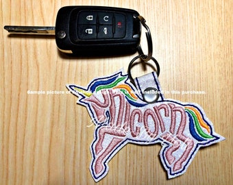 Embroidery Design Digitized Unicorn Text Fill Keychain 4 x 4