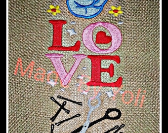 Embroidery Design Digitized Peace Love Style