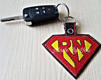 Embroidery Design Digitized RN Super Hero Keychain 4 x 4