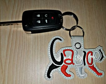 Embroidery Design Digitized Calico Cat Keychain 4 x 4