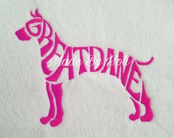 Embroidery Design Digitized Great Dane Text Filled 5 x 7