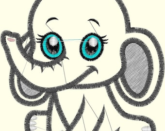 Embroidery Design Digitized Elephant 4 x 4 Applique
