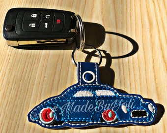 Embroidery Design Digitized Old Hot Rod Keychain 4 x 4