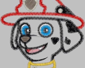 Embroidery Design Digitized Fire Rescue Pup Applique 4x4