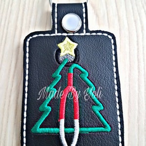 Embroidery Design Digitized Christmas Stethoscope Snap Keychain 4 x 4 Image