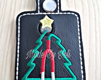 Embroidery Design Digitized Christmas Stethoscope Snap Keychain 4 x 4 Image