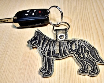 Embroidery Design Digitized Malinois Text Fill Keychain 4 x 4