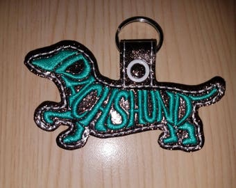 Embroidery Design Digitized Dachshund Text Fill Keychain 4 x 4