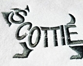 Embroidery Design Digitized Scottie Text Fill 4 x 4