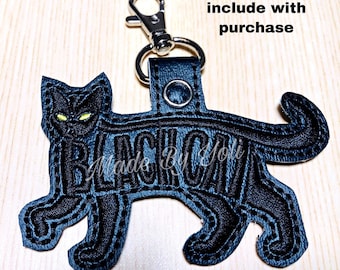 Embroidery Design Digitized Black Cat Keychain 4 x 4