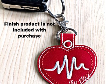 Embroidery Design Digitized Heart Beat Keychain 4 x 4