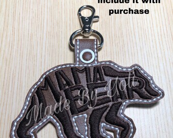 Embroidery Design Digitized Mama Bear Keychain 4 x 4