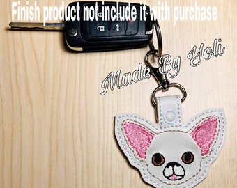 Embroidery Design Digitized Chihuahua Face 4 x 4 Keychain