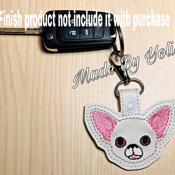 Embroidery Design Digitized Chihuahua Face 4 x 4 Keychain