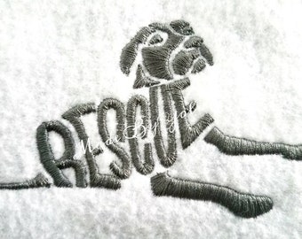 Embroidery Design Digitized Pit Bull Rescue Text Fill 4 x 4