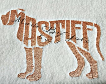 Embroidery Design Digitized Mastiff Text Fill 5 x 7