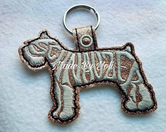 Embroidery Design Digitized Schnauzer Text Fill Keychain 4 x 4