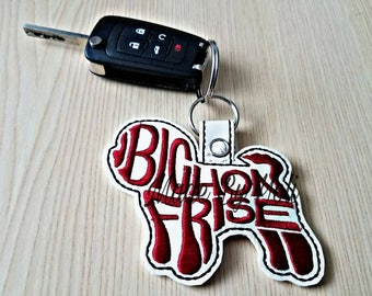 Embroidery Design Digitized Bichon Frise Text Fill Keychain 4 x 4