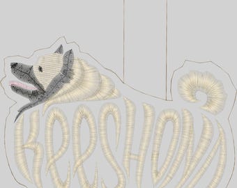 2024 Keeshond Dog Keychain 4 x 4 Embroidery Design Digitized