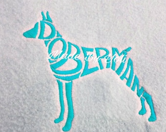 Embroidery Design Digitized Doberman Text Fill 5 x 7