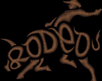 Embroidery Design Digitized Rodeo Bull Text Fill 4 x 4