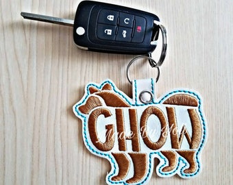 Embroidery Design Digitized Chow Text Fill Keychain 4 x 4