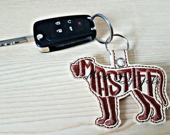 Embroidery Design Digitized Mastiff Text Fill Keychain 4 x 4