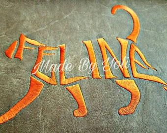 Embroidery Design Digitized Feline Text Fill 5 x 7