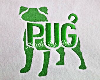 Embroidery Design Digitized Pug Text Fill 4 x 4