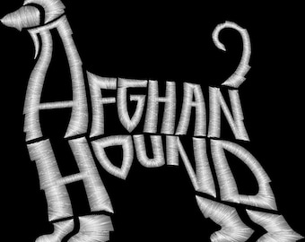 Embroidery Design Digitized Afghan Hound Text Fill 4 x 4