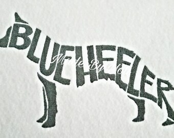 Embroidery Design Digitized Blue Heeler Text Fill 5 x 7