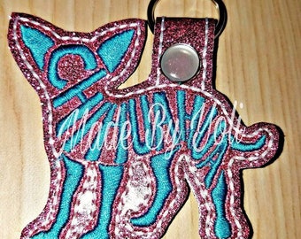 Embroidery Design Digitized Chihuahua Text Fill Keychain 4 x 4