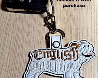 Embroidery Design Digitized English Bulldog Text Fill Keychain 4 x 4