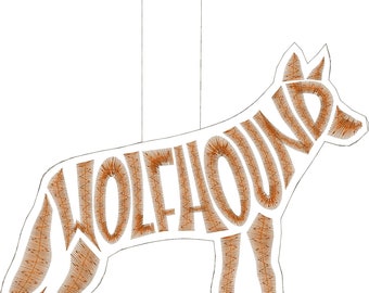 Embroidery Design Digitized Wolf Hound Text Fill Keychain 4 x 4